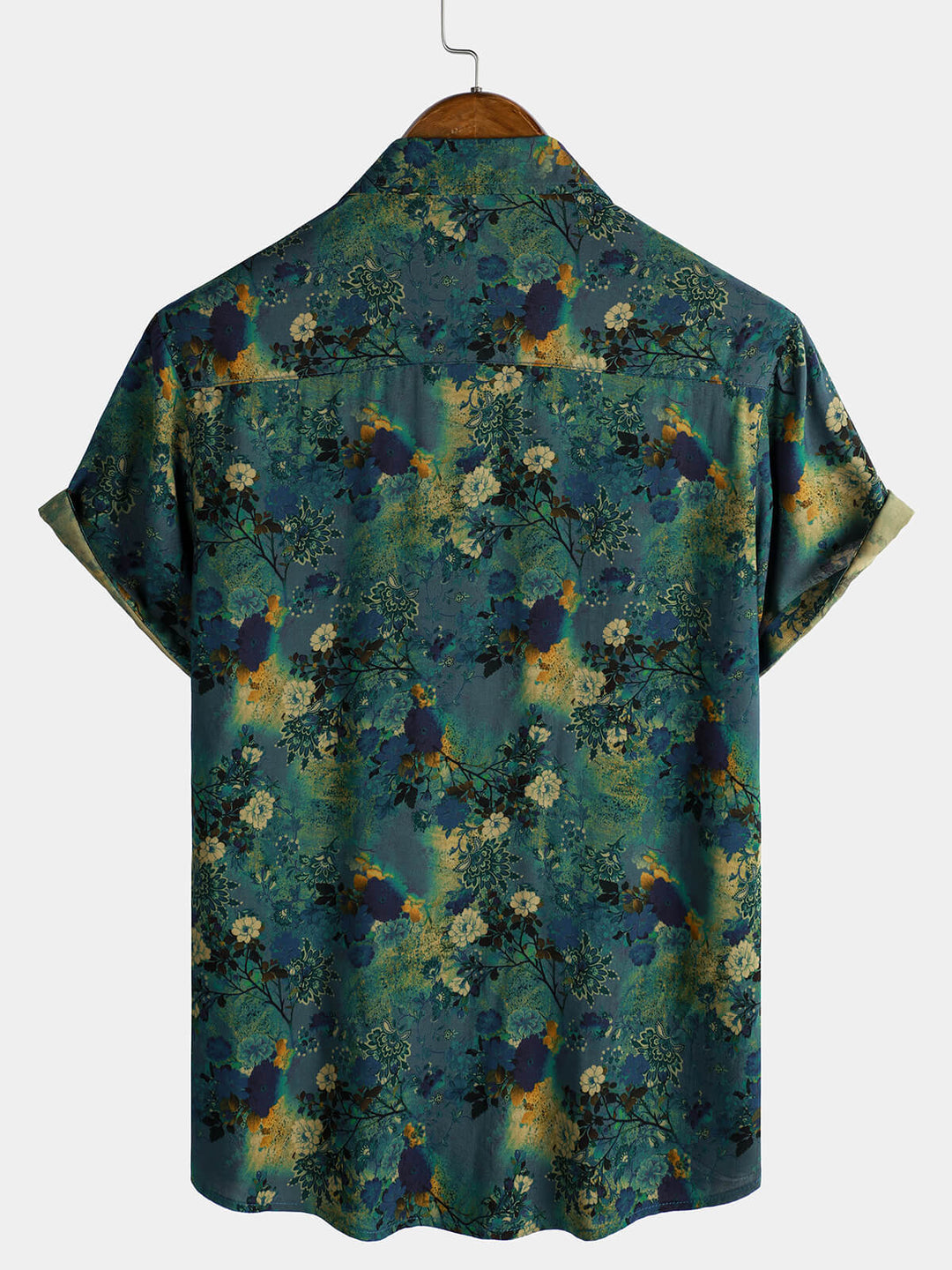 Chemise à manches courtes en rayonne à imprimé floral rétro pour homme