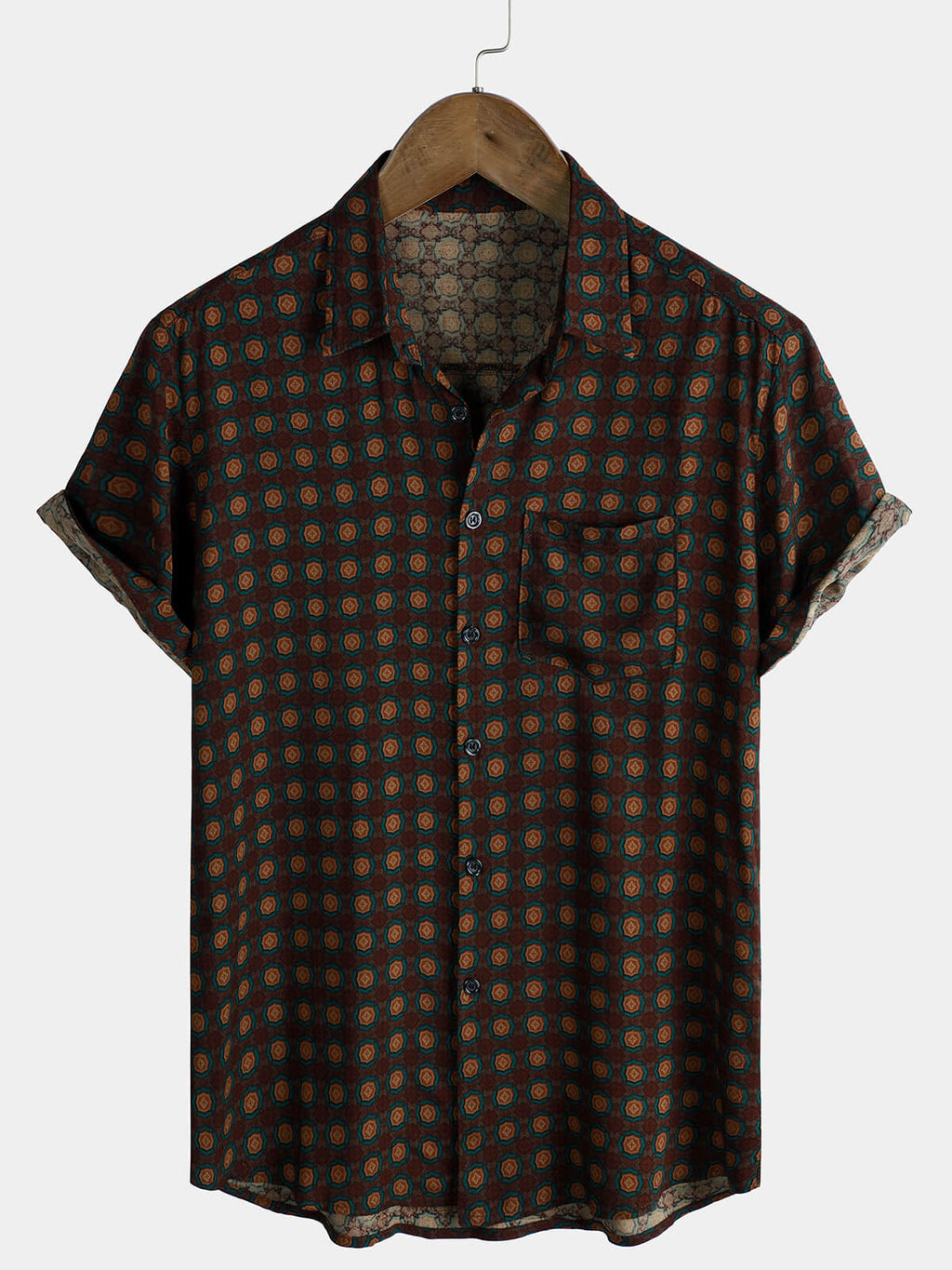 Chemise d'été décontractée vintage à manches courtes pour homme