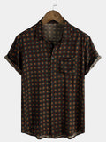 Chemise d'été décontractée vintage à manches courtes pour homme