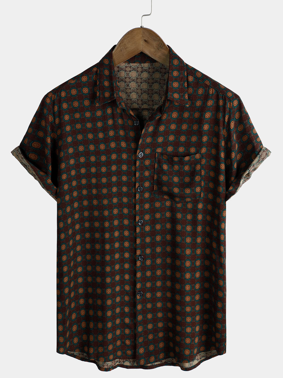 Chemise d'été décontractée vintage à manches courtes pour homme