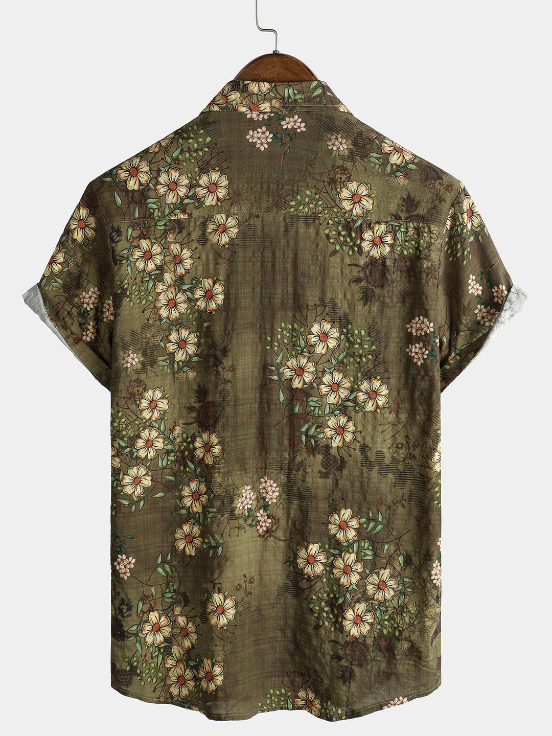 Chemise à manches courtes à imprimé floral rétro pour homme