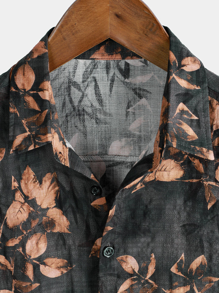 Chemise de vacances respirante à manches courtes et imprimé floral rétro pour homme