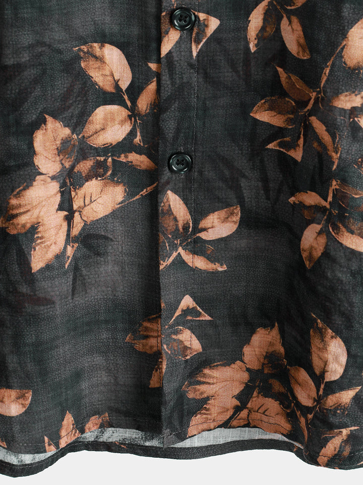Chemise de vacances respirante à manches courtes et imprimé floral rétro pour homme
