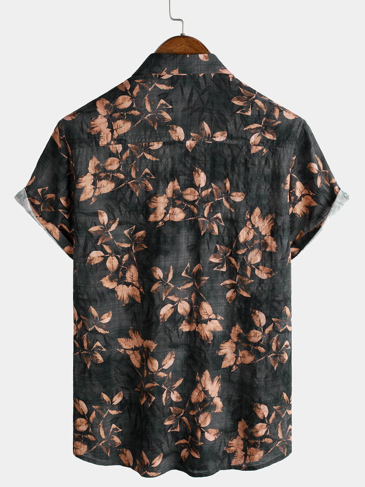 Chemise de vacances respirante à manches courtes et imprimé floral rétro pour homme