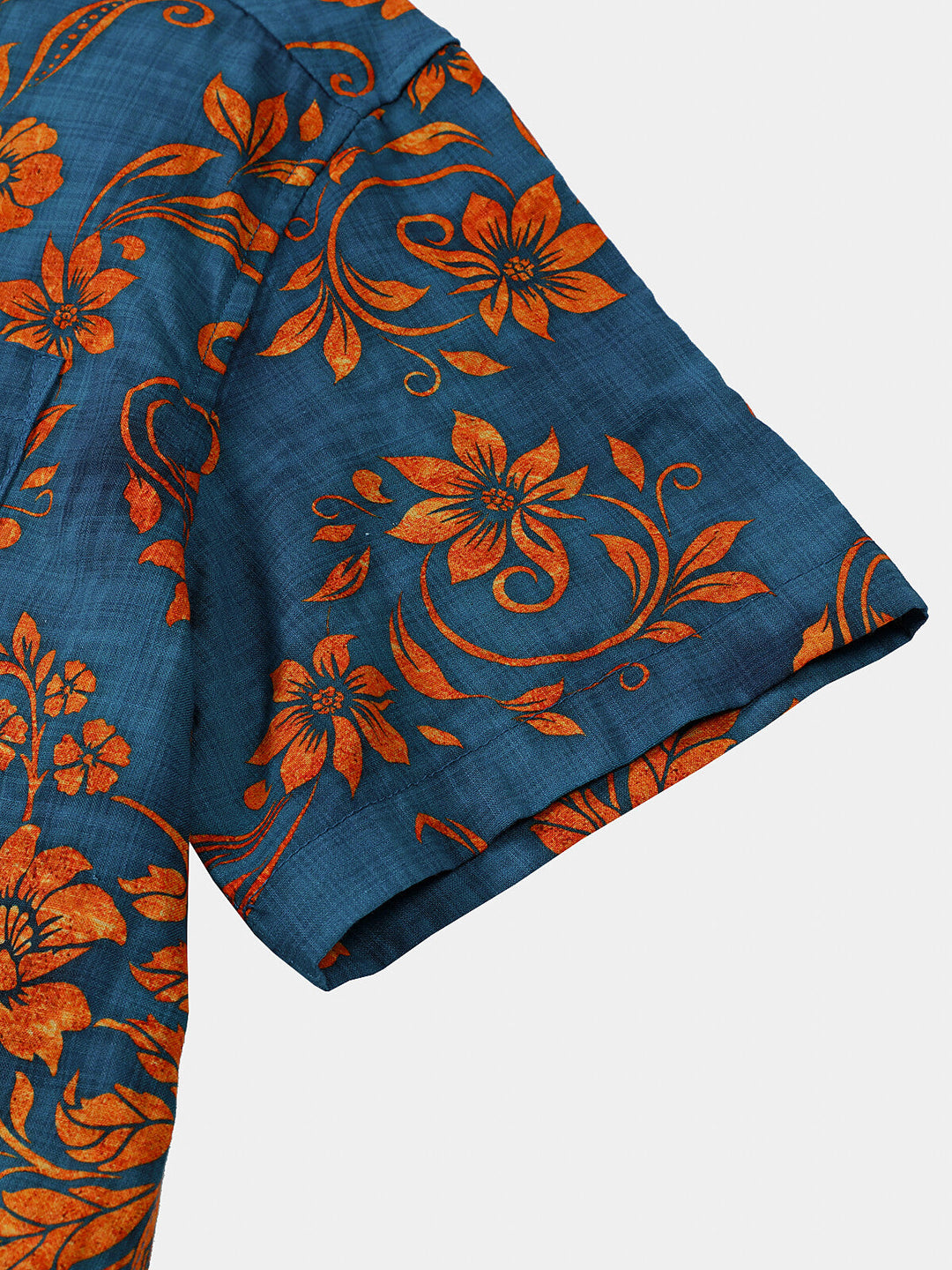 Chemise Homme Bohème à Manches Courtes Imprimé Floral Bleu