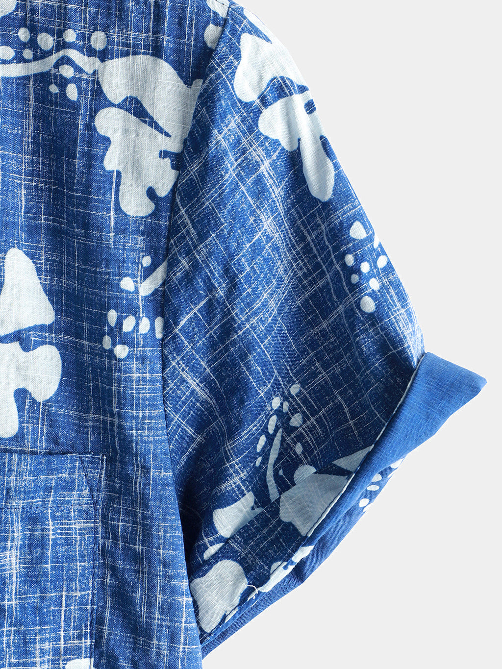 Chemise hawaïenne tropicale bleue à manches courtes et boutonnée pour hommes
