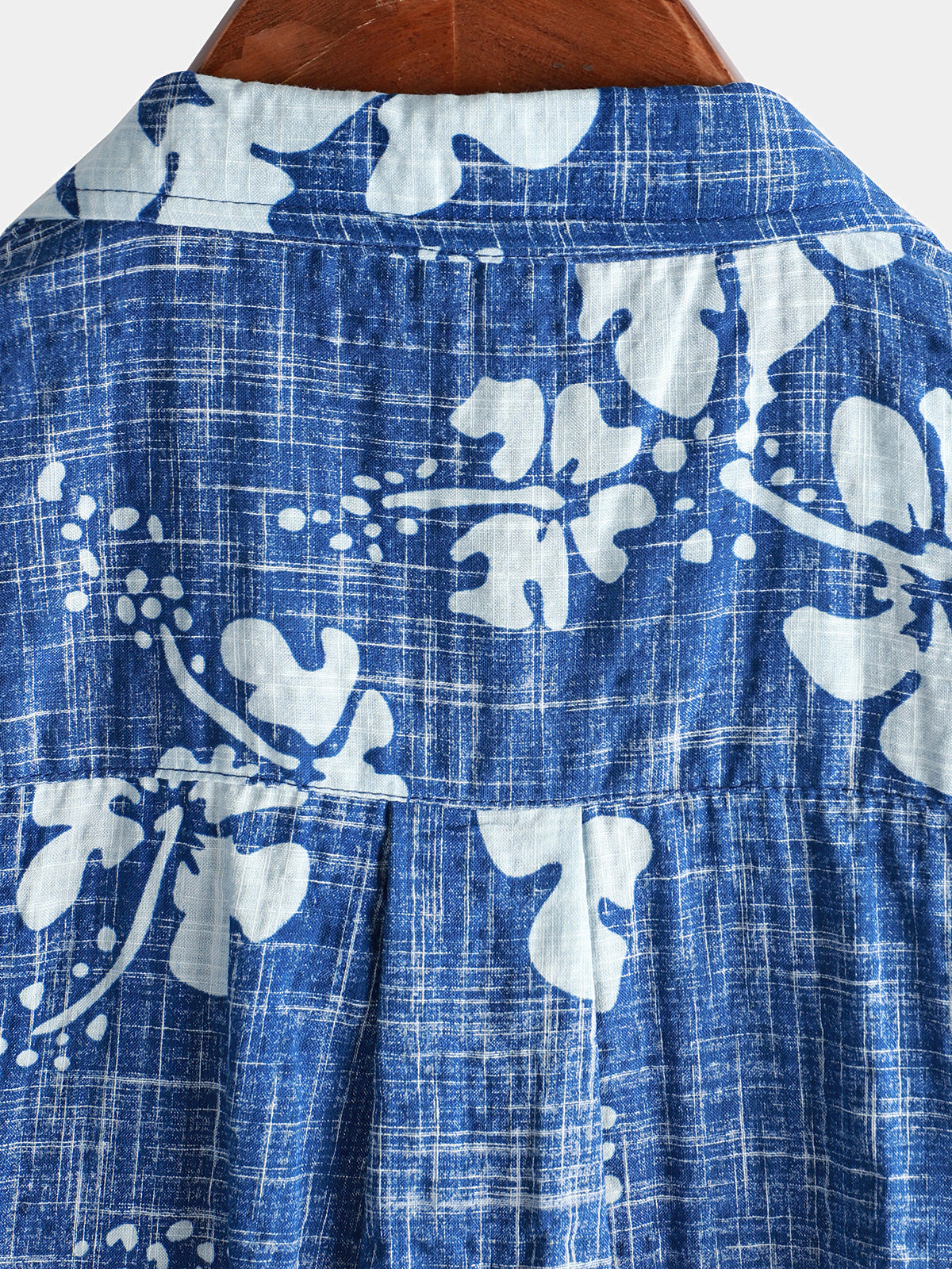 Chemise de Plage Tropicale Hawaïenne pour Homme à Manches Courtes avec Boutons en Bleu Floral Vintage