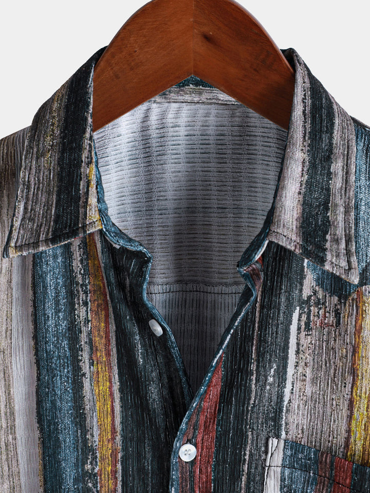 Chemise hawaïenne à manches courtes et rayures pour homme