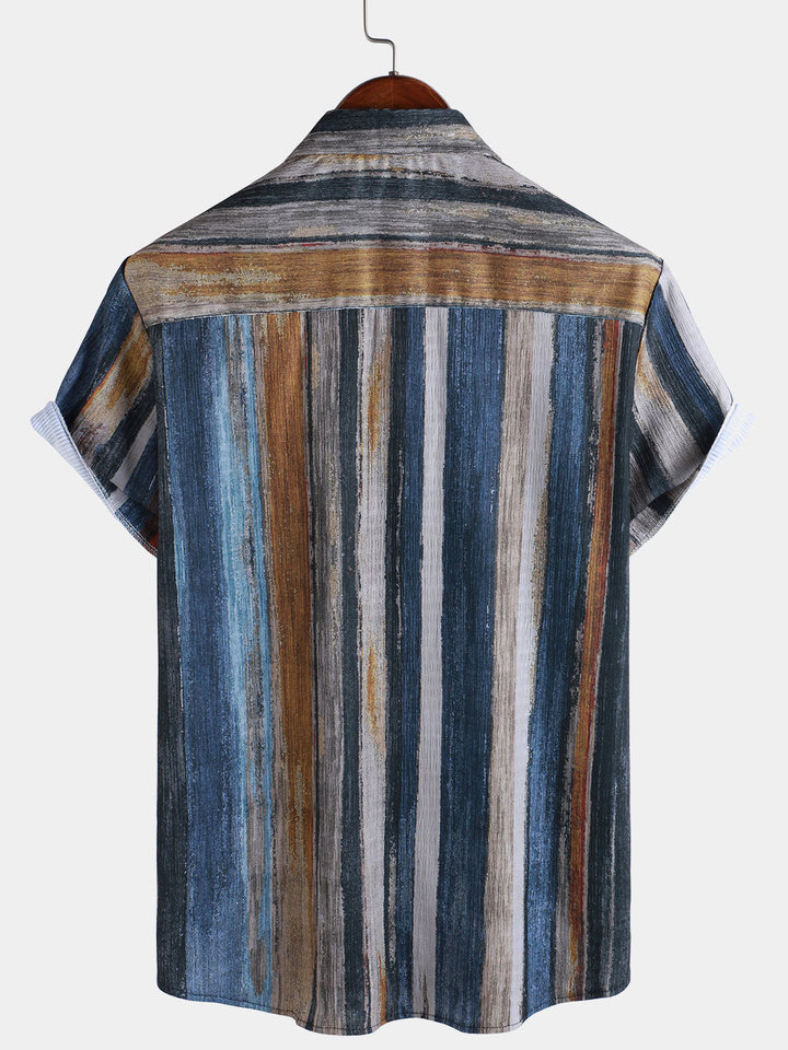 Chemise hawaïenne à manches courtes et rayures pour homme