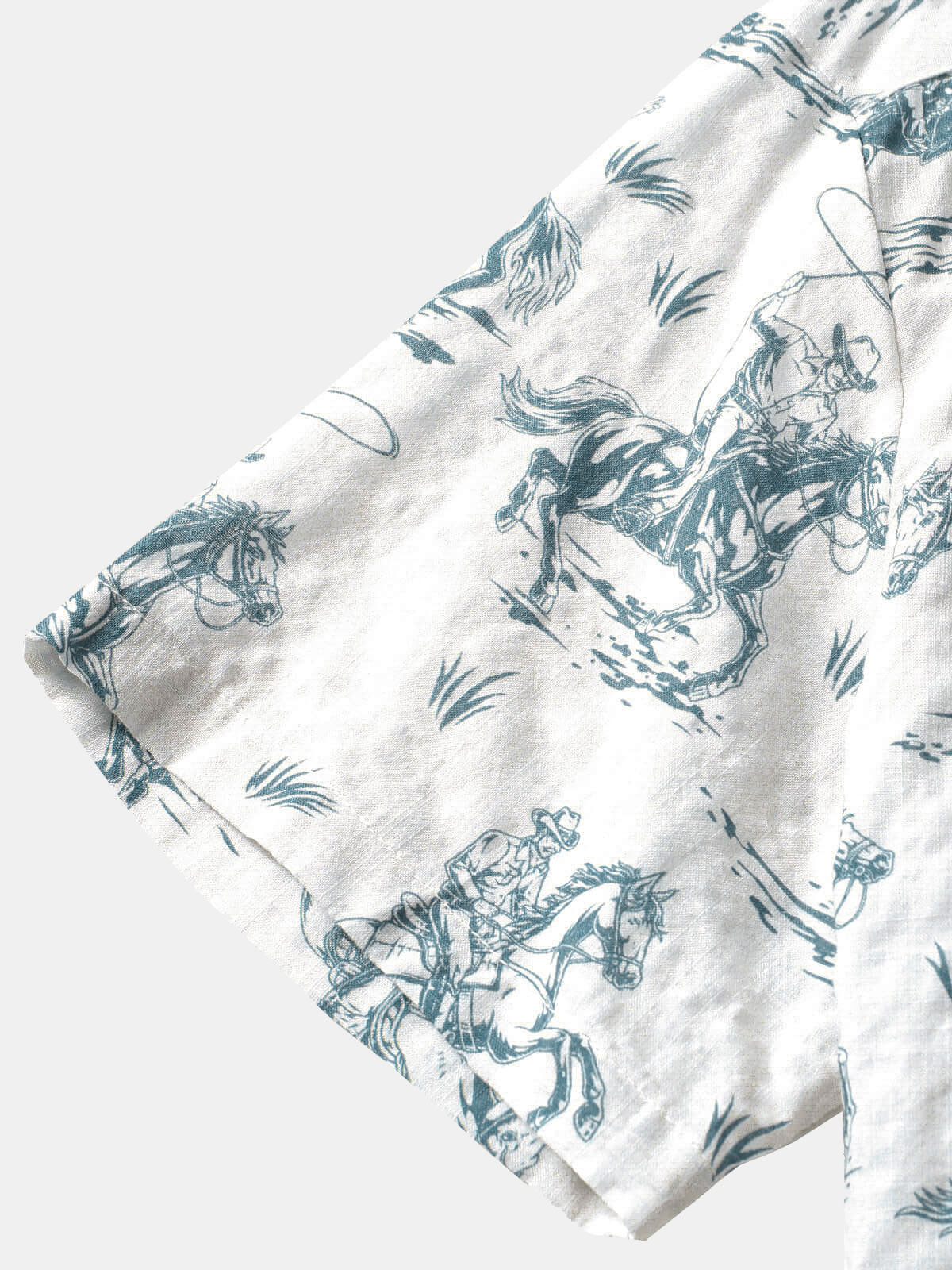 Chemise Homme Imprimée Cheval, Boutons, Manches Courtes pour Vacances