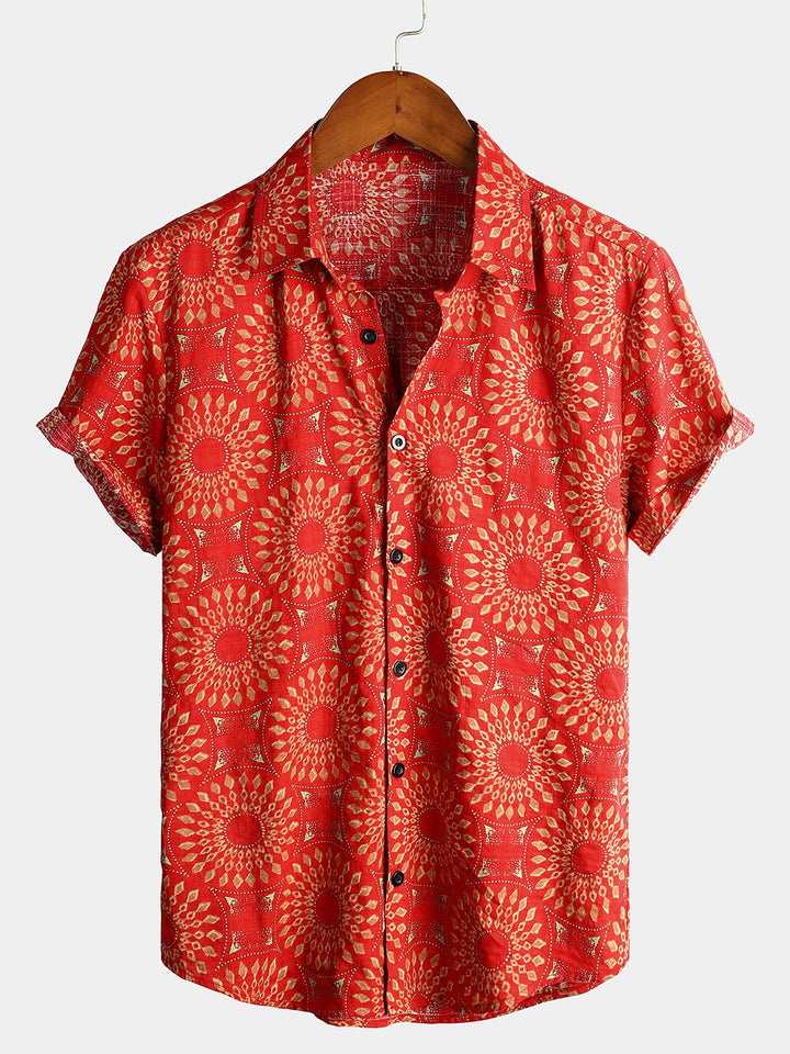 Chemise à manches courtes rétro boutonnée d&