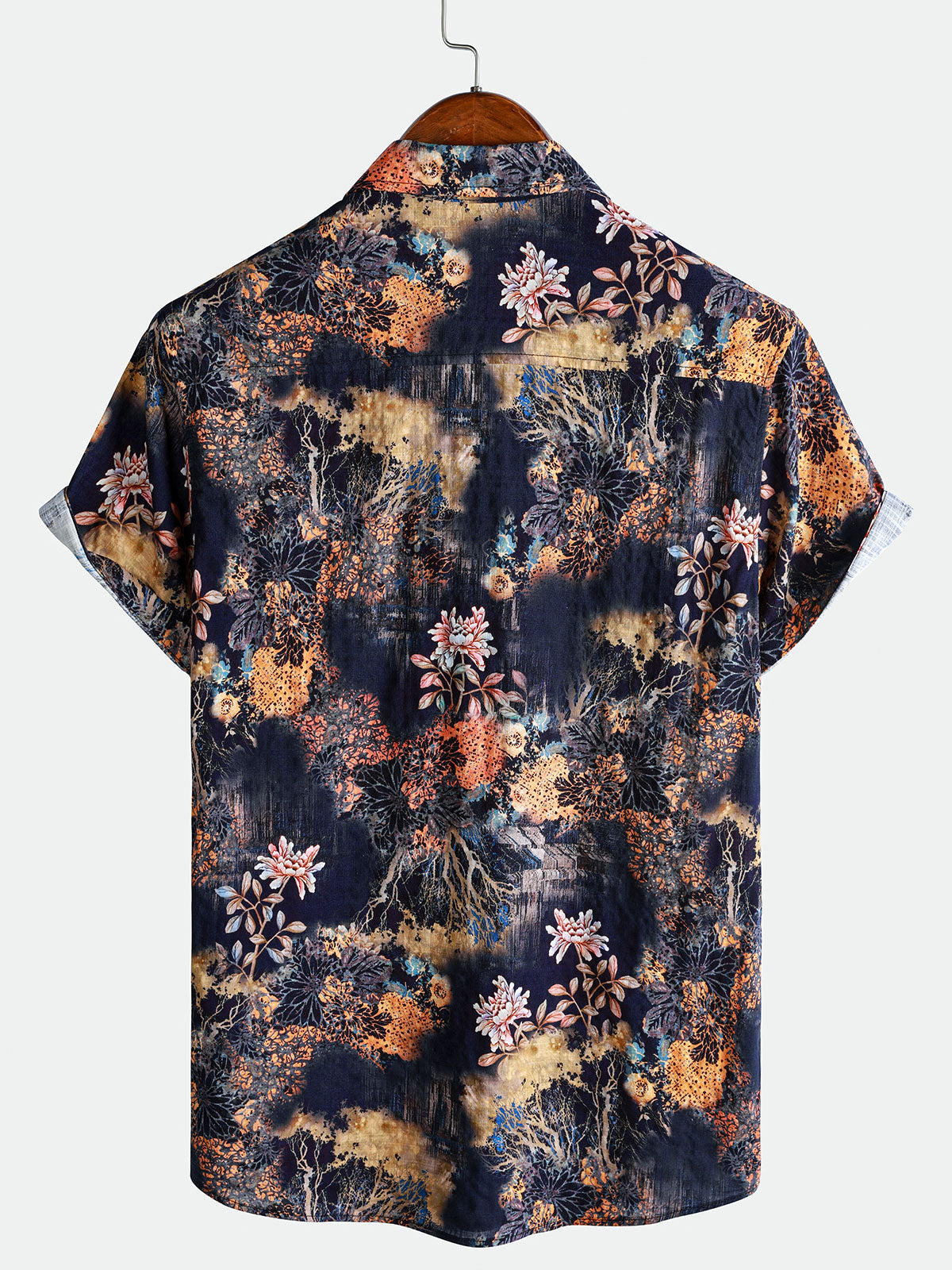 Chemise homme manches courtes motif floral vintage vacances d’été