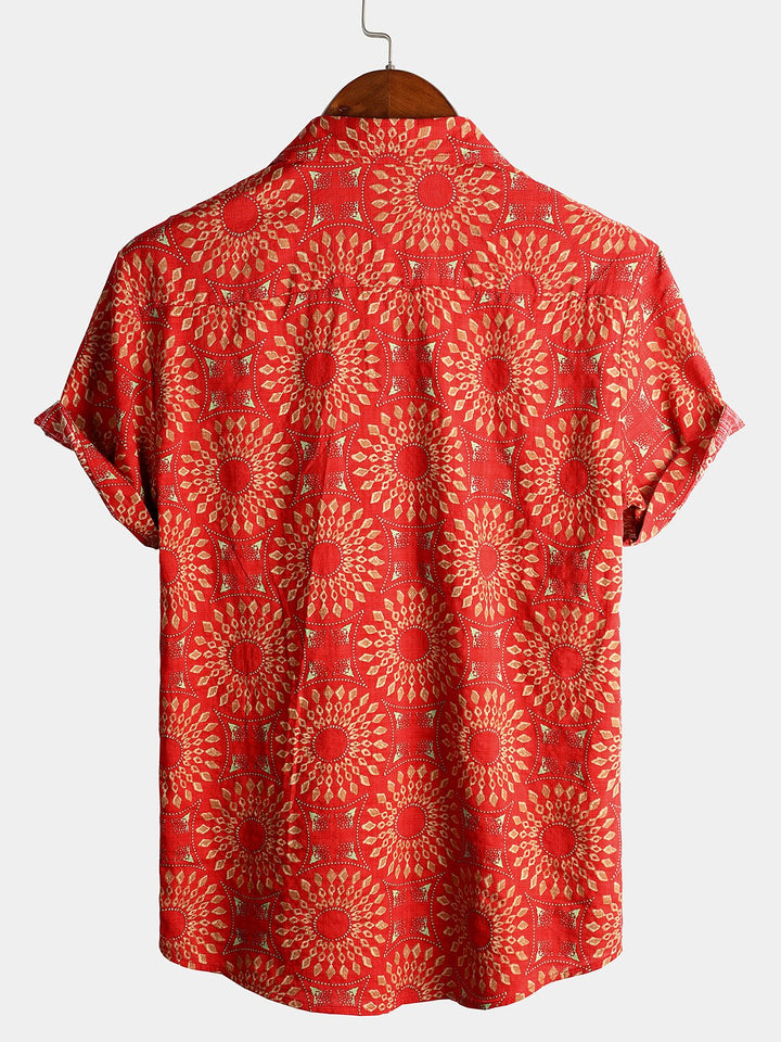 Chemise à manches courtes rétro boutonnée d&