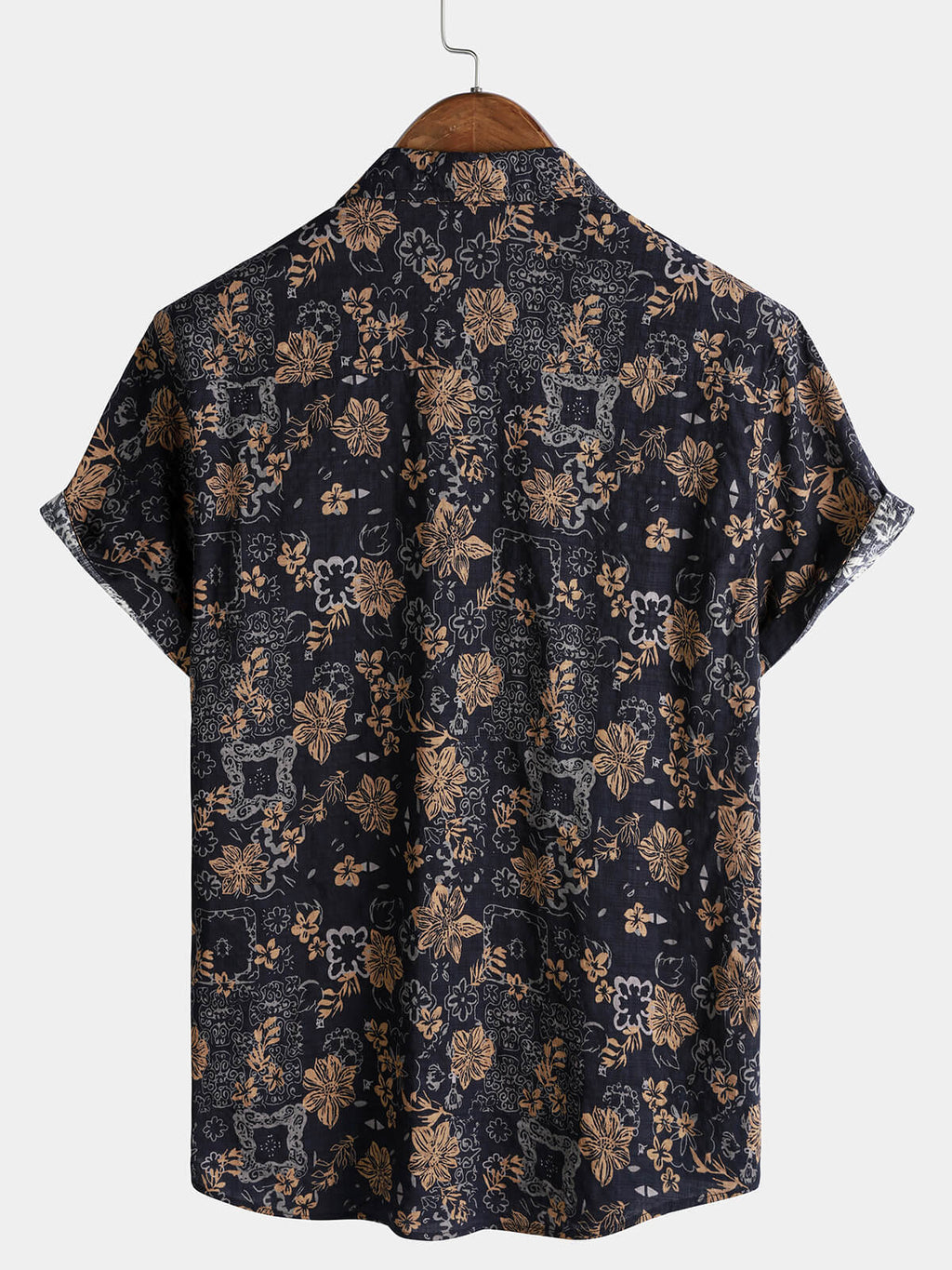 Chemise Homme Imprimé Floral Vintage Style Bohème Manches Courtes Plage