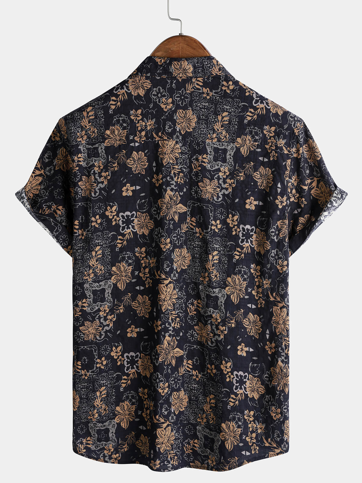 Chemise Homme Imprimé Floral Vintage Style Bohème Manches Courtes Plage