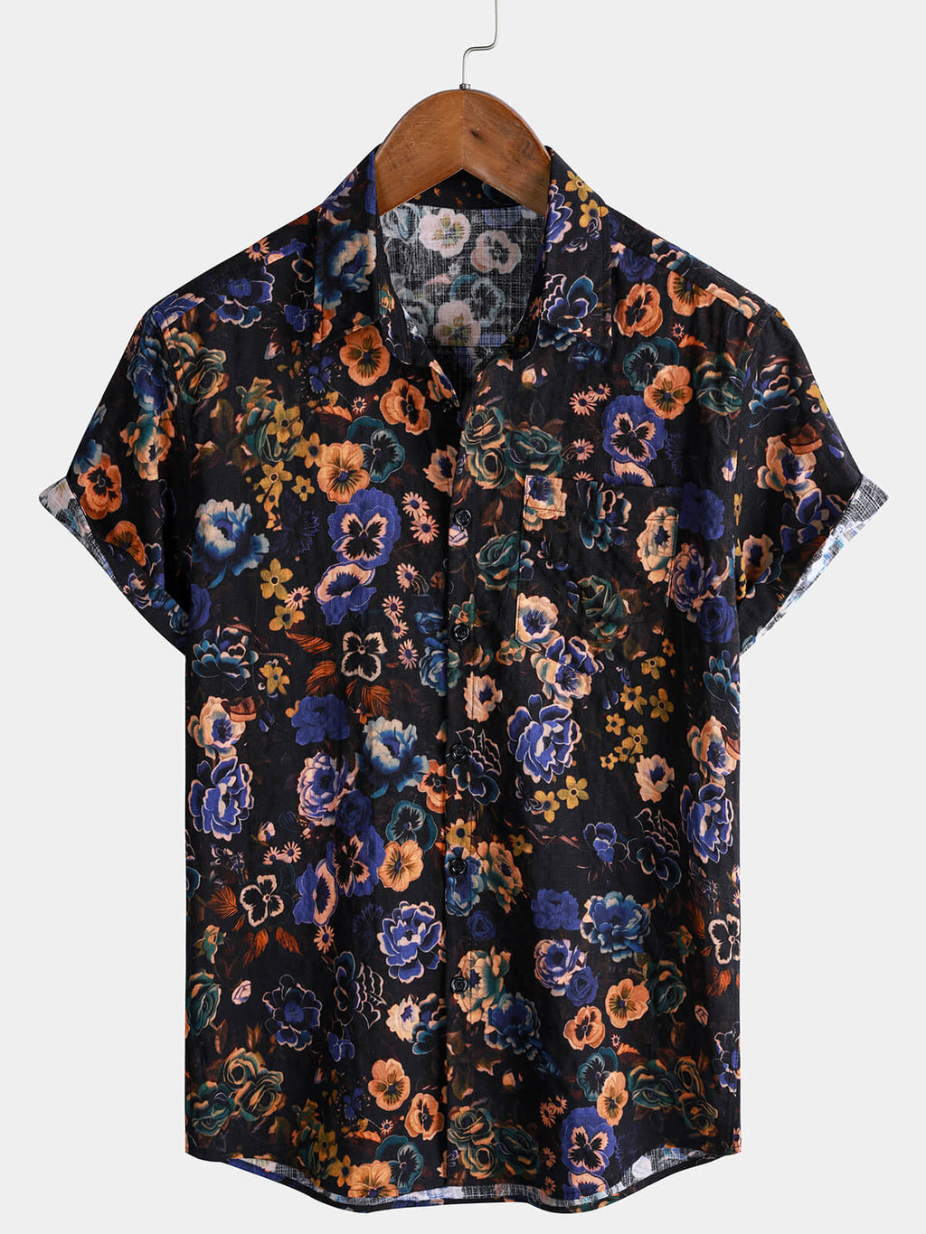 Chemise à Manches Courtes Bohème avec Imprimé Floral Vintage pour Homme