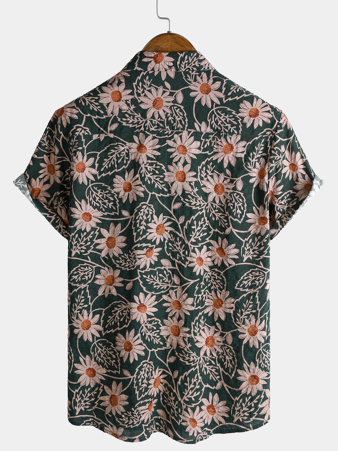 Chemise hawaïenne à manches courtes et imprimé marguerites rétro pour homme