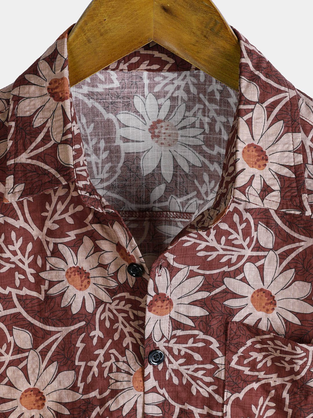 Chemise à manches courtes à imprimé marguerites rétro pour homme