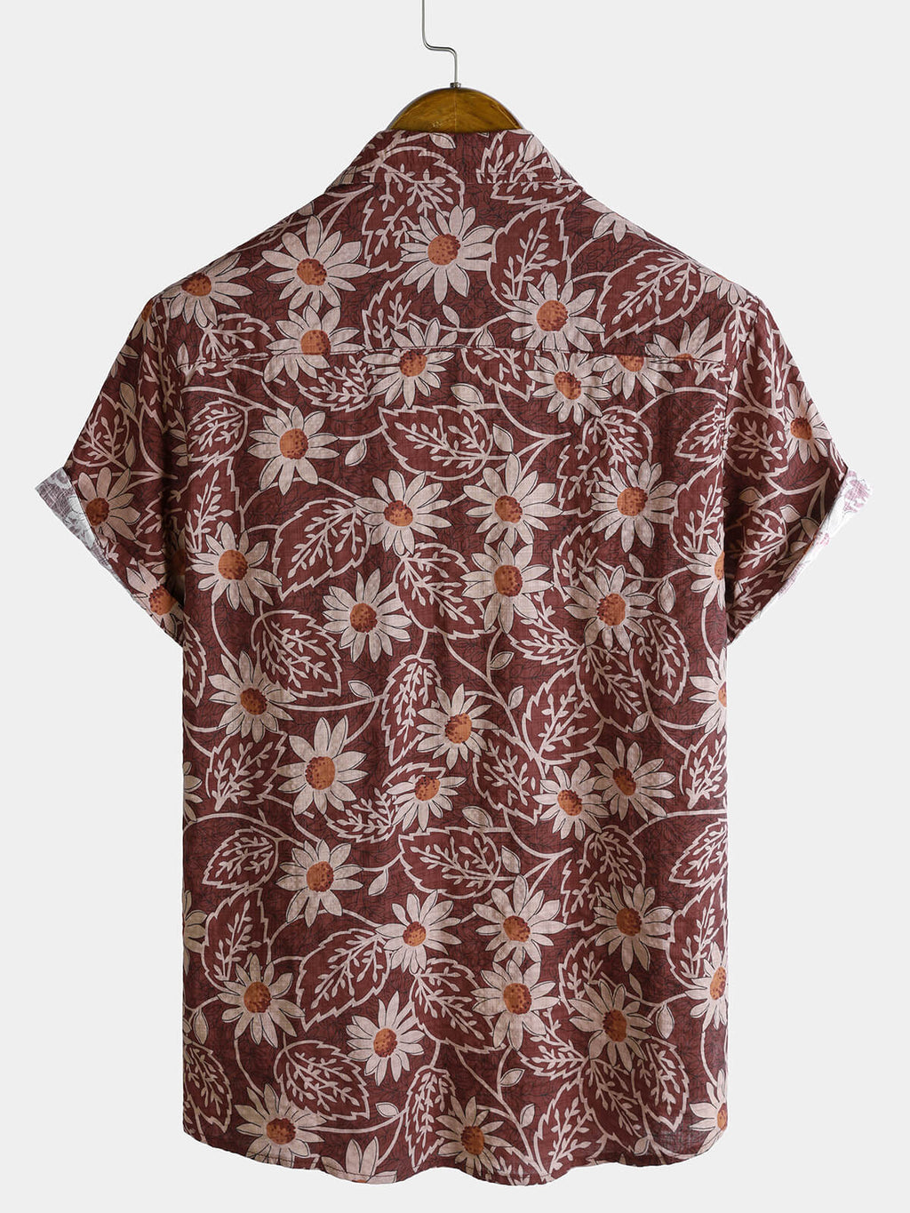 Chemise à manches courtes à imprimé marguerites rétro pour homme