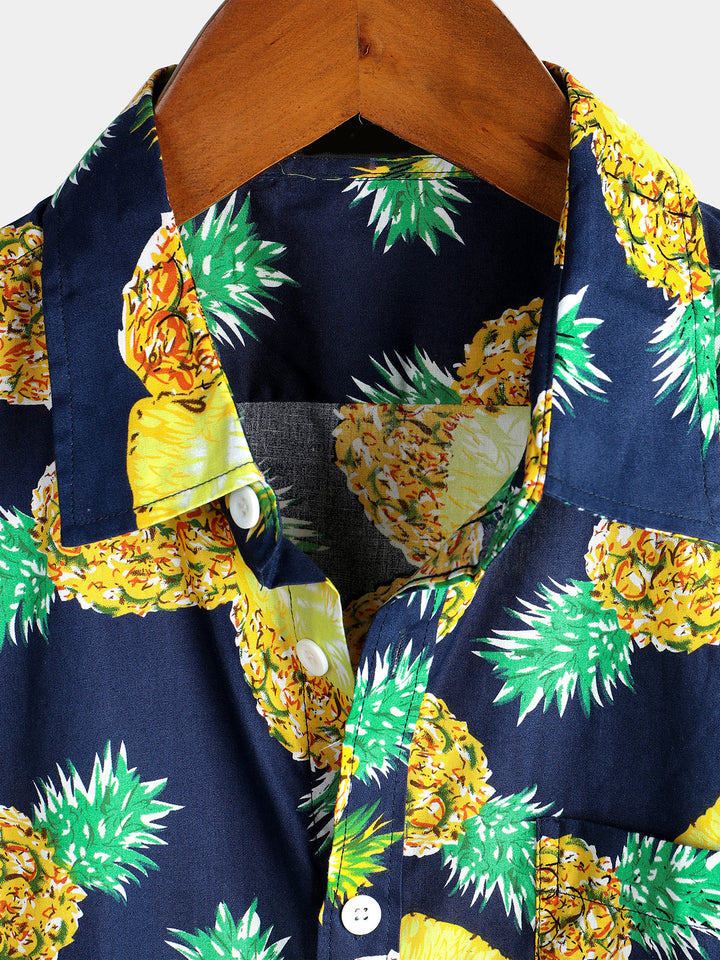 Chemises en coton ananas à manches courtes pour hommes