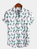 chemise d'homme en pur coton à imprimé style de vacances hawaïennes