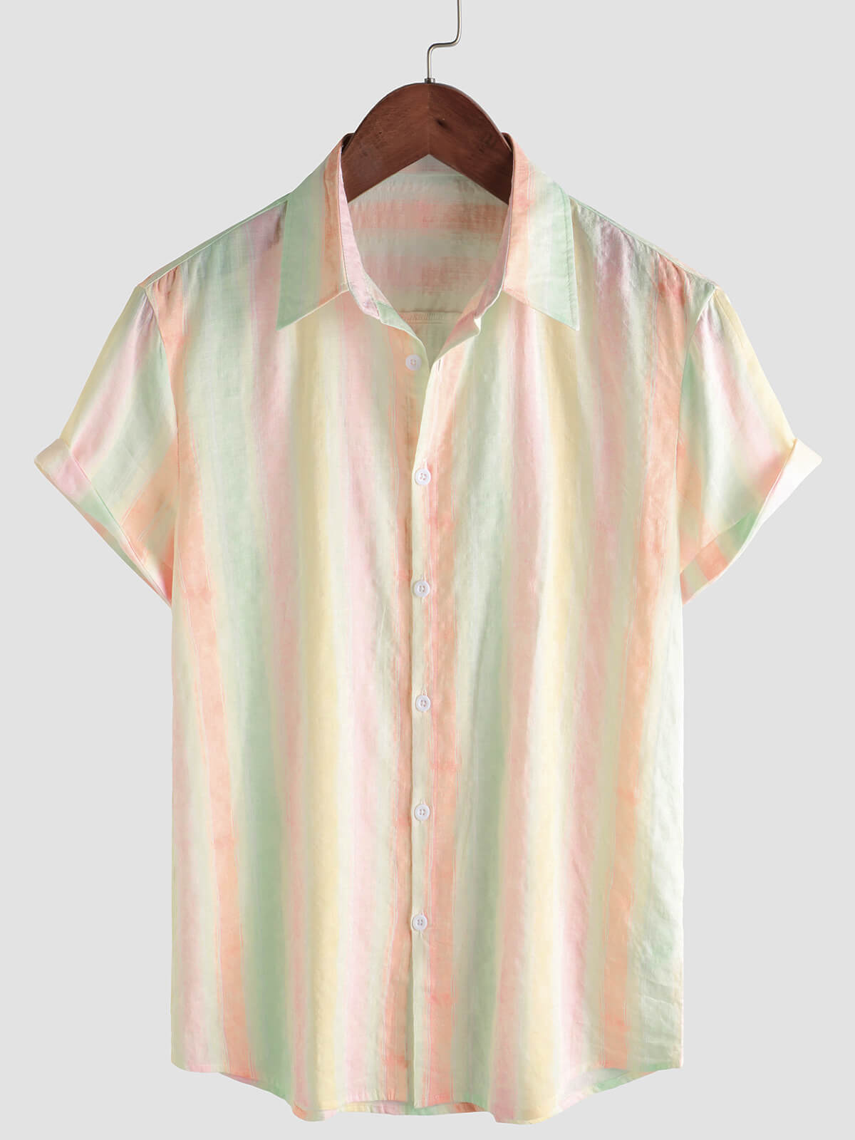 Chemise boutonnée décontractée à manches courtes pour homme, style rétro, rayée et colorée, idéale pour les fêtes