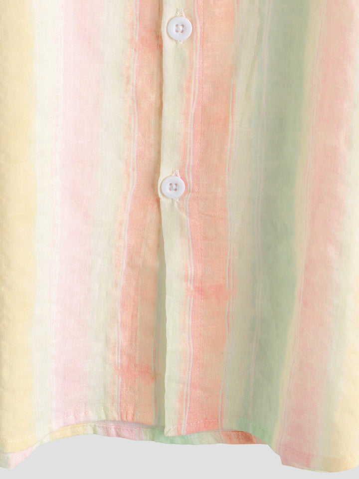 Chemise boutonnée décontractée à manches courtes pour homme, style rétro, rayée et colorée, idéale pour les fêtes