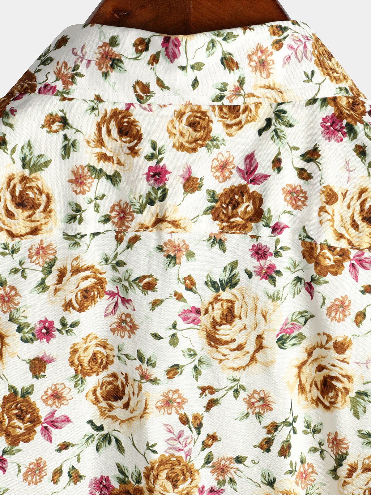 Chemise à manches courtes en coton à imprimé rose pour homme