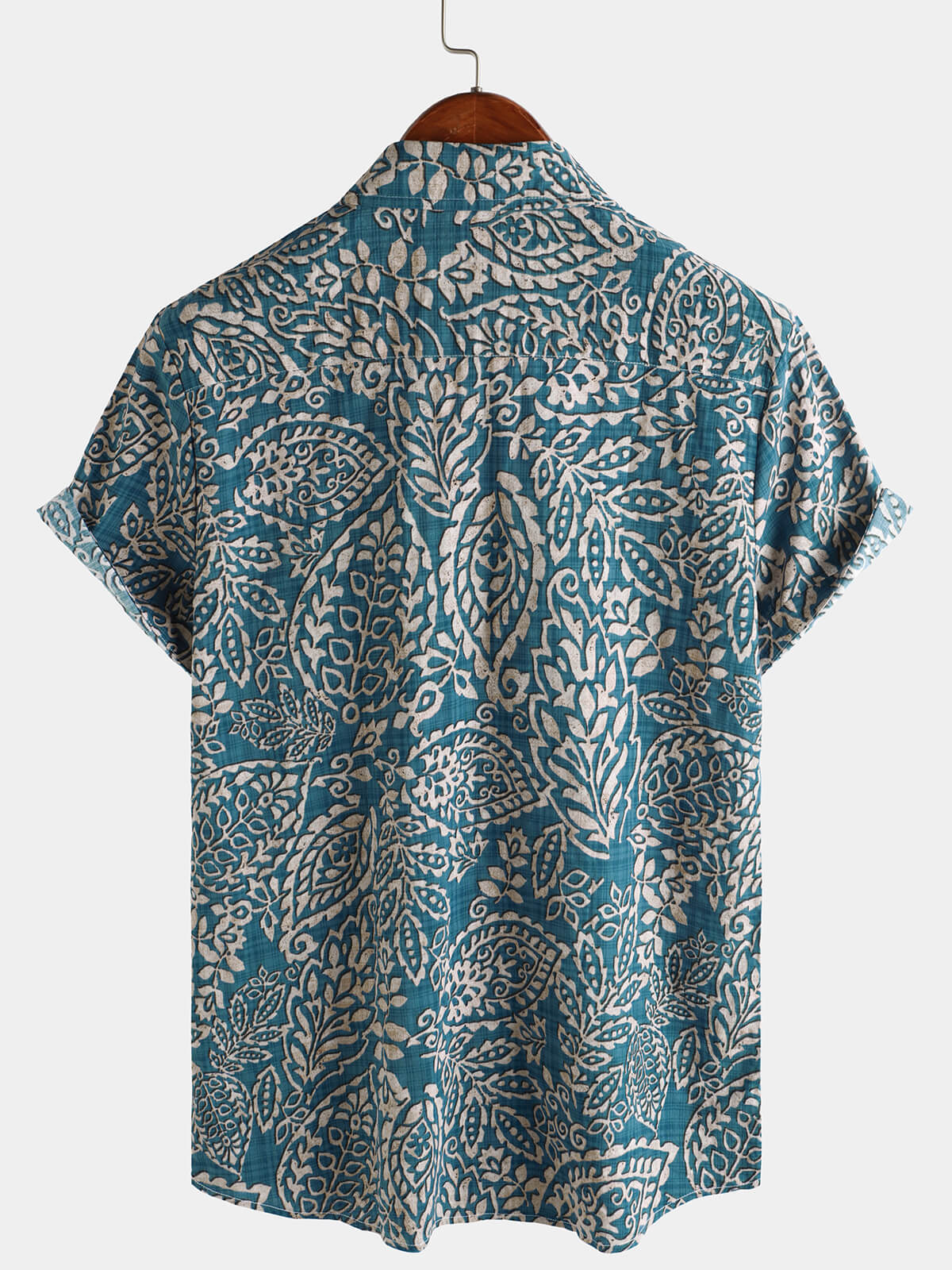 Chemise boutonnée décontractée à manches courtes et imprimé rétro pour hommes