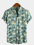chemise d'homme en pur coton à imprimé style de vacances hawaïennes