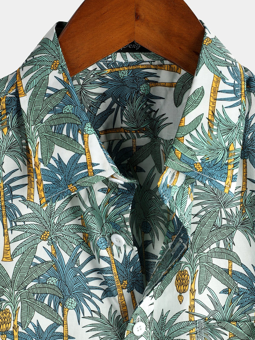 chemise d'homme en pur coton à imprimé style de vacances hawaïennes