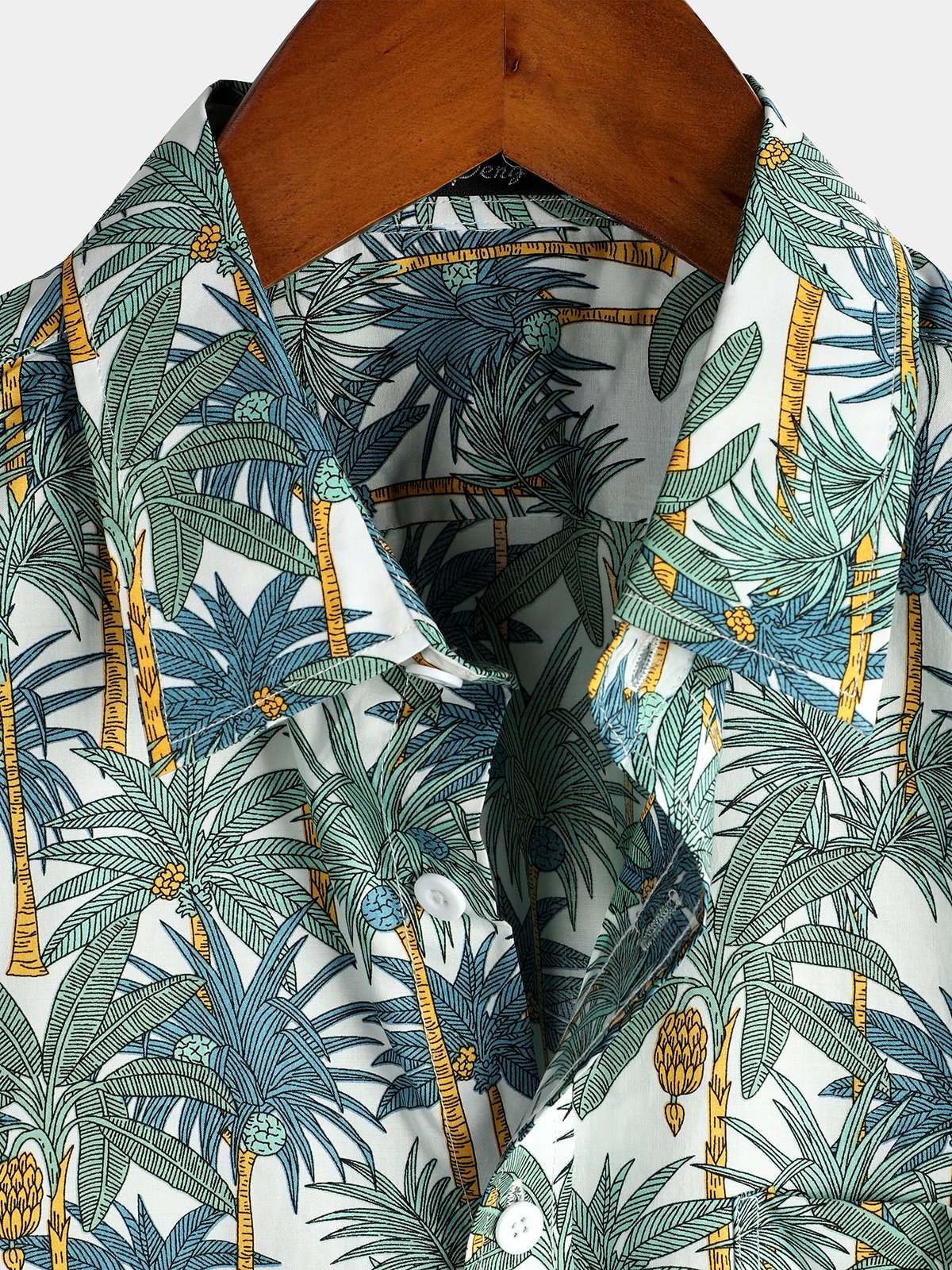 chemise d'homme en pur coton à imprimé style de vacances hawaïennes