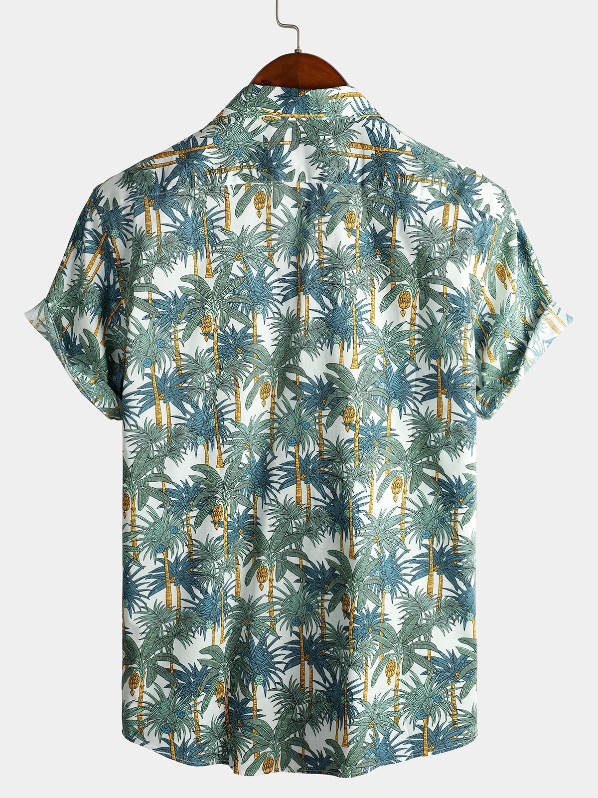 chemise d'homme en pur coton à imprimé style de vacances hawaïennes
