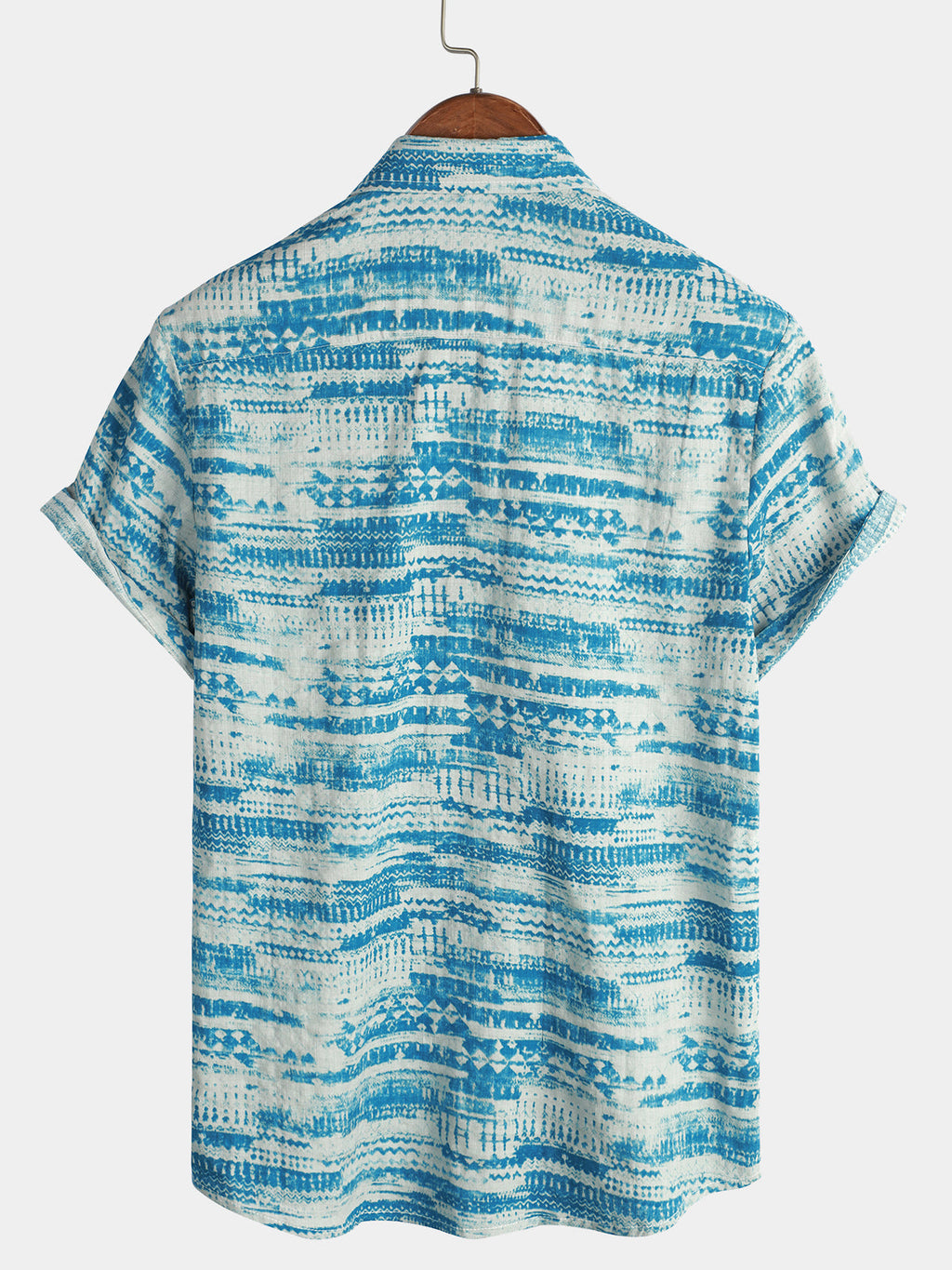Chemise à Boutons à Manches Courtes Vintage Bleue pour Homme