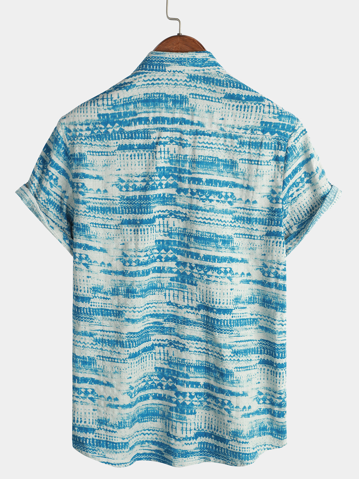 Chemise à Boutons à Manches Courtes Vintage Bleue pour Homme