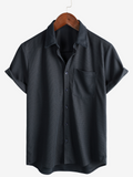 Chemise d'Été à Manches Courtes pour Homme, Col Boutonné, Style Décontracté, Coupe Ample, Plage