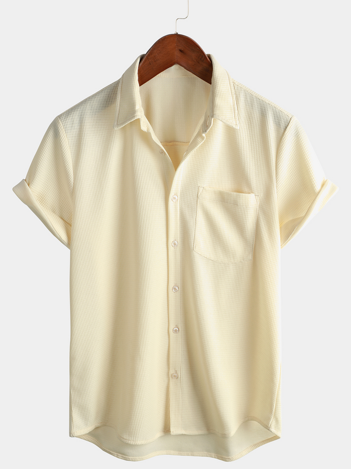 Chemise de plage décontractée à manches courtes pour hommes, coupe ample, boutonnée, été