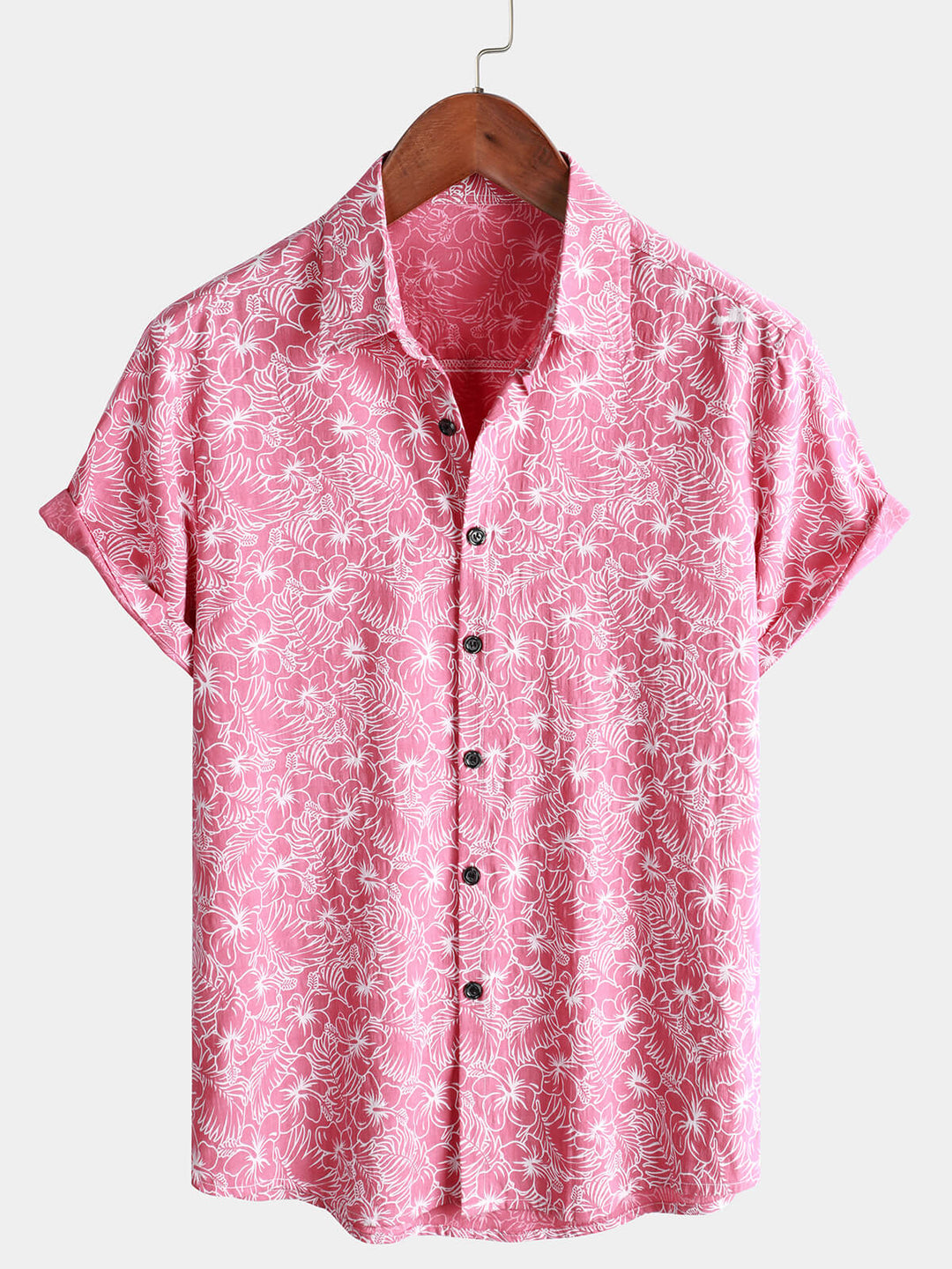 Chemise hawaïenne à manches courtes en coton à fleurs pour hommes