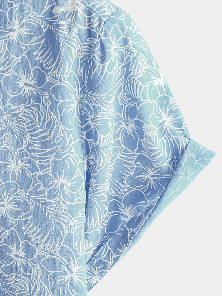 Chemise hawaïenne à manches courtes en coton à fleurs pour hommes