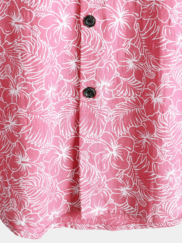 Chemise hawaïenne à manches courtes en coton à fleurs pour hommes