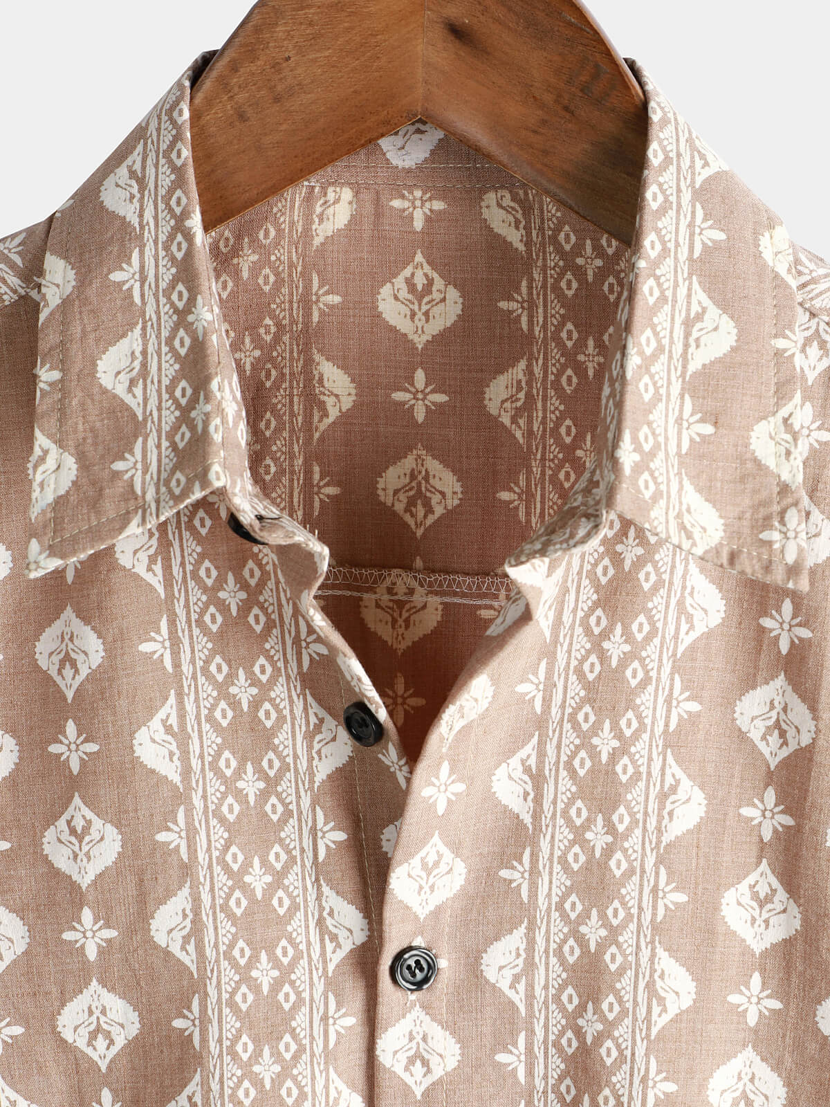 Chemise à manches courtes vintage rayée marron années 70 en coton rétro pour homme