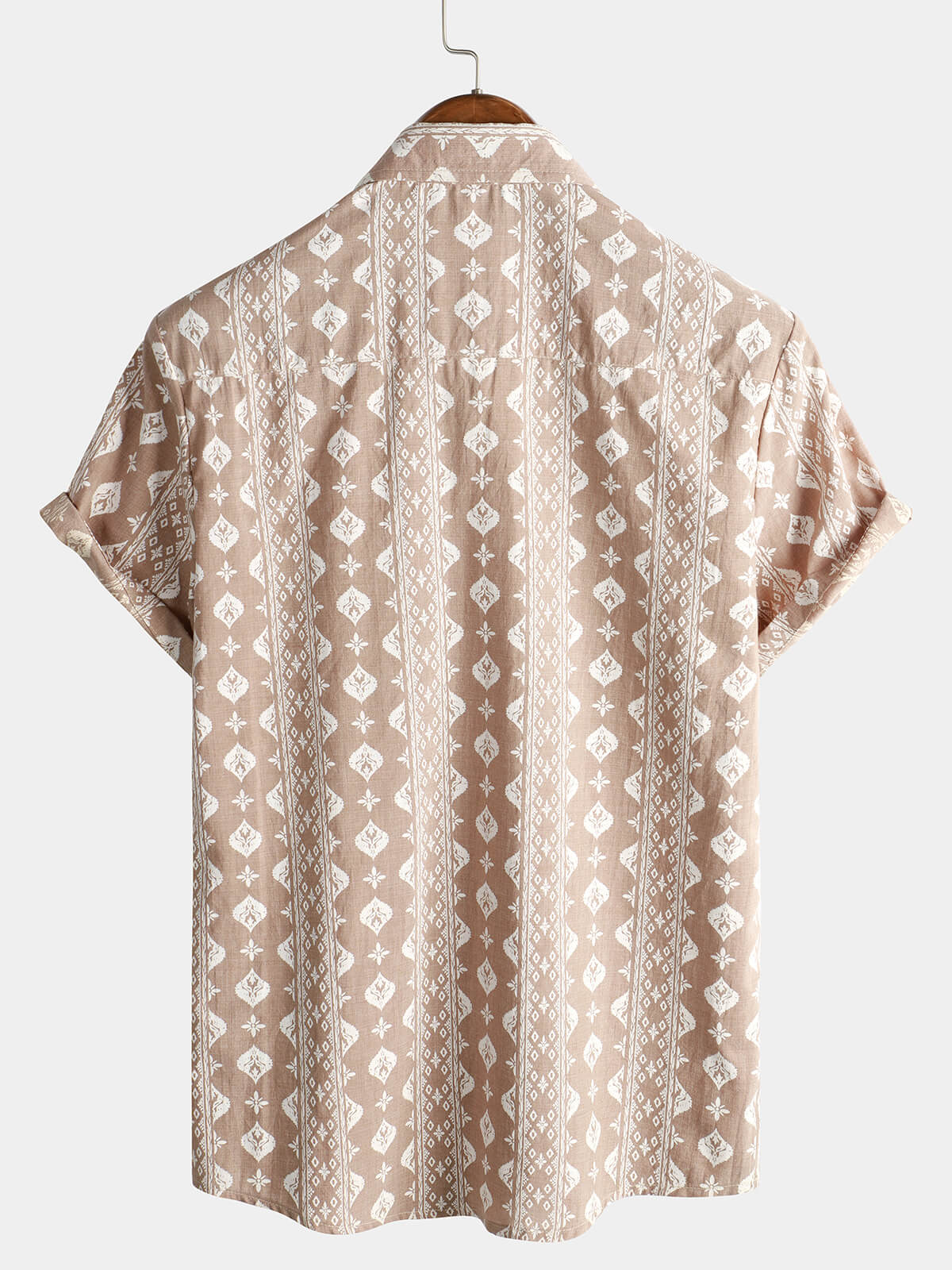 Chemise à Manches Courtes Vintage pour Homme, Rayures Marron des Années 70