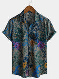 Chemise à Manches Courtes Rétro Florale Respirante pour Homme