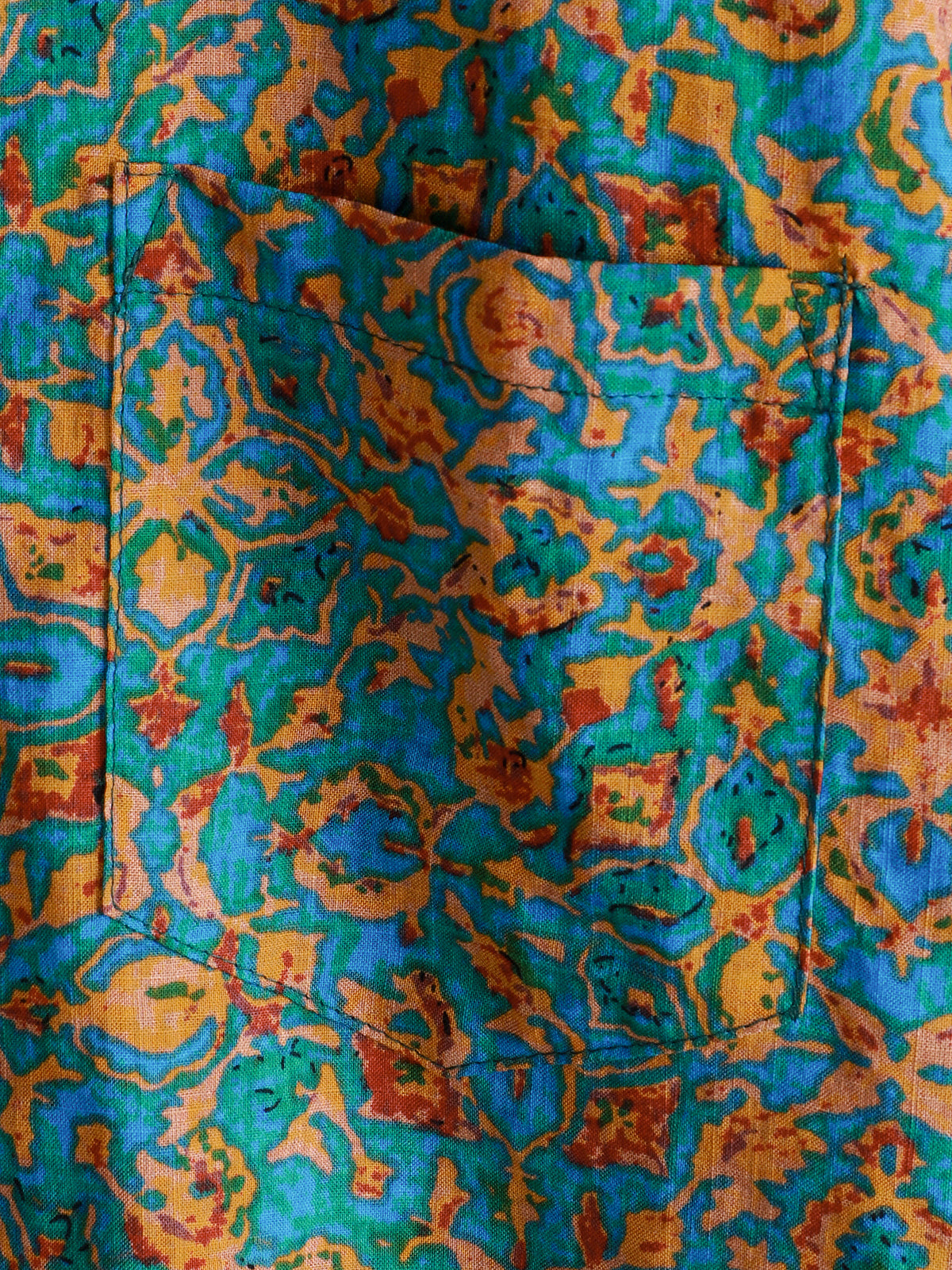 Chemise boutonnée à manches courtes et poches pour homme, style rétro, abstrait