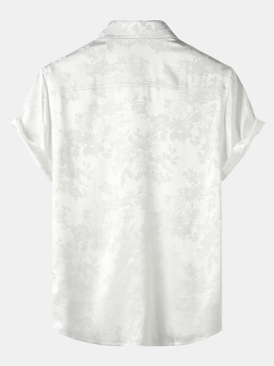 Chemise à manches courtes en satin de soie avec poche jacquard pour hommes