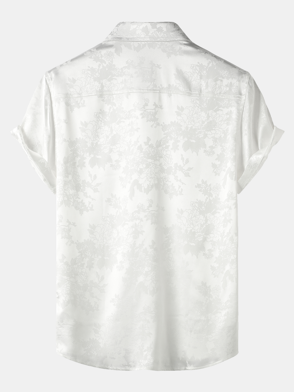 Chemise à Manches Courtes en Satin Floral Jacquard pour Homme