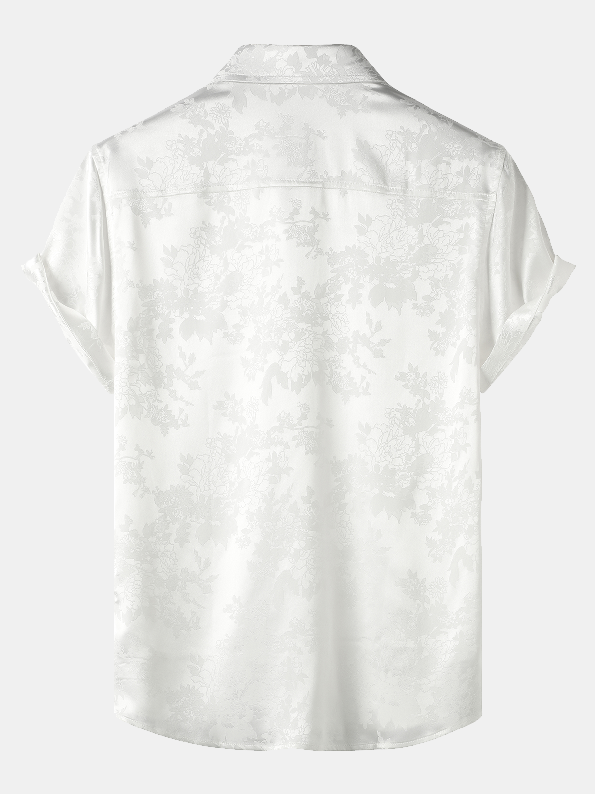 Chemise à Manches Courtes en Satin Floral Jacquard pour Homme