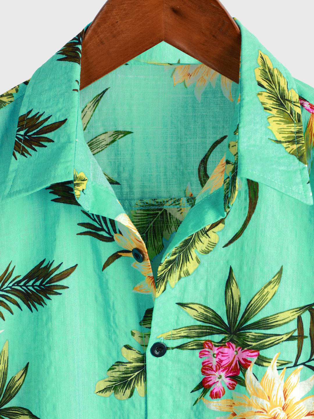 Chemise à manches courtes décontractée à imprimé floral tropical vert clair pour hommes