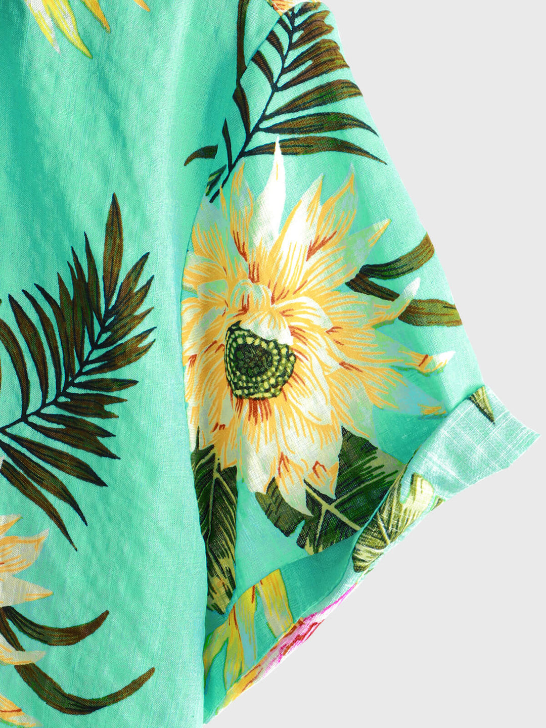 Chemise à manches courtes décontractée à imprimé floral tropical vert clair pour hommes