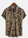 Chemise rétro légère à manches courtes à imprimé floral pour homme